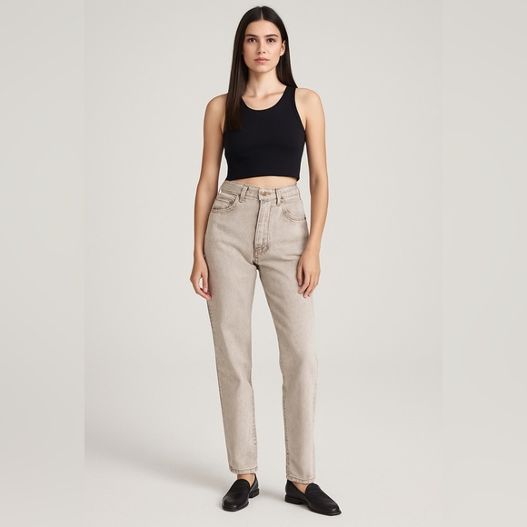 Calvin Klein Denim - Calvin Klein Brown Cream Straight Leg Jeans Size 28